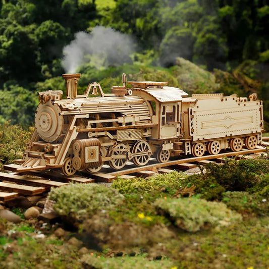 Dampflok mit Mechanik - 3D Holzbausatz